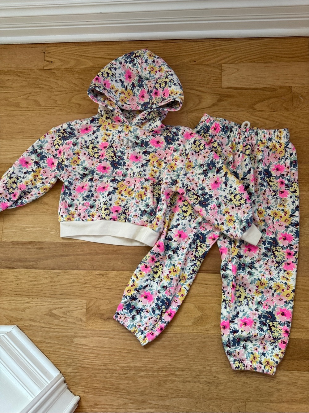 GAP Kids Floral Pullover Hoodie - Pink, Yellow, Navy